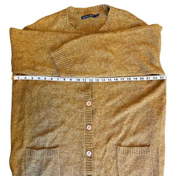 GUDRUN SJÖDÉN Alpaca Wool Blend Long Cardigan Sweater Mustard Yellow Gold XL - Picture 8 of 8